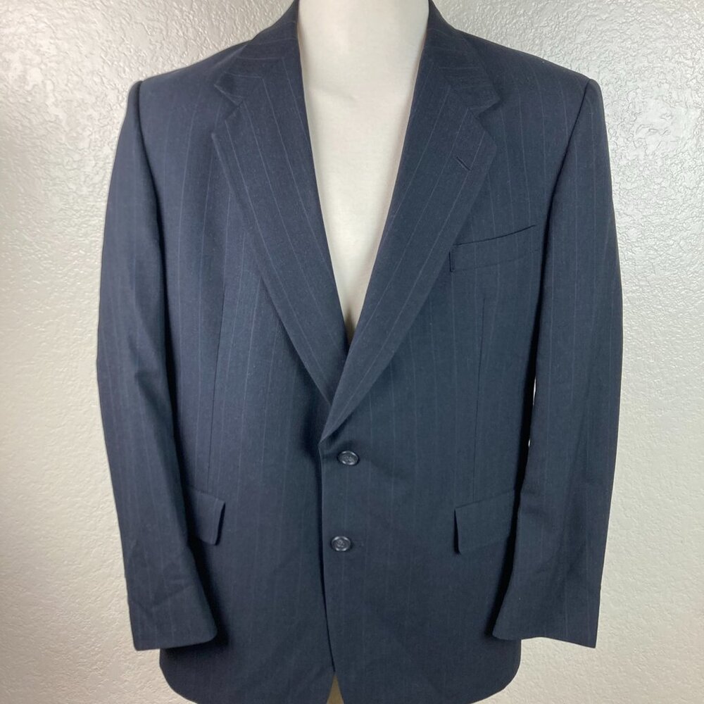 Hart Schaffner & Marx Bill's Clothes Pure Virgin Wool Striped Suit Jacket Sz 44R